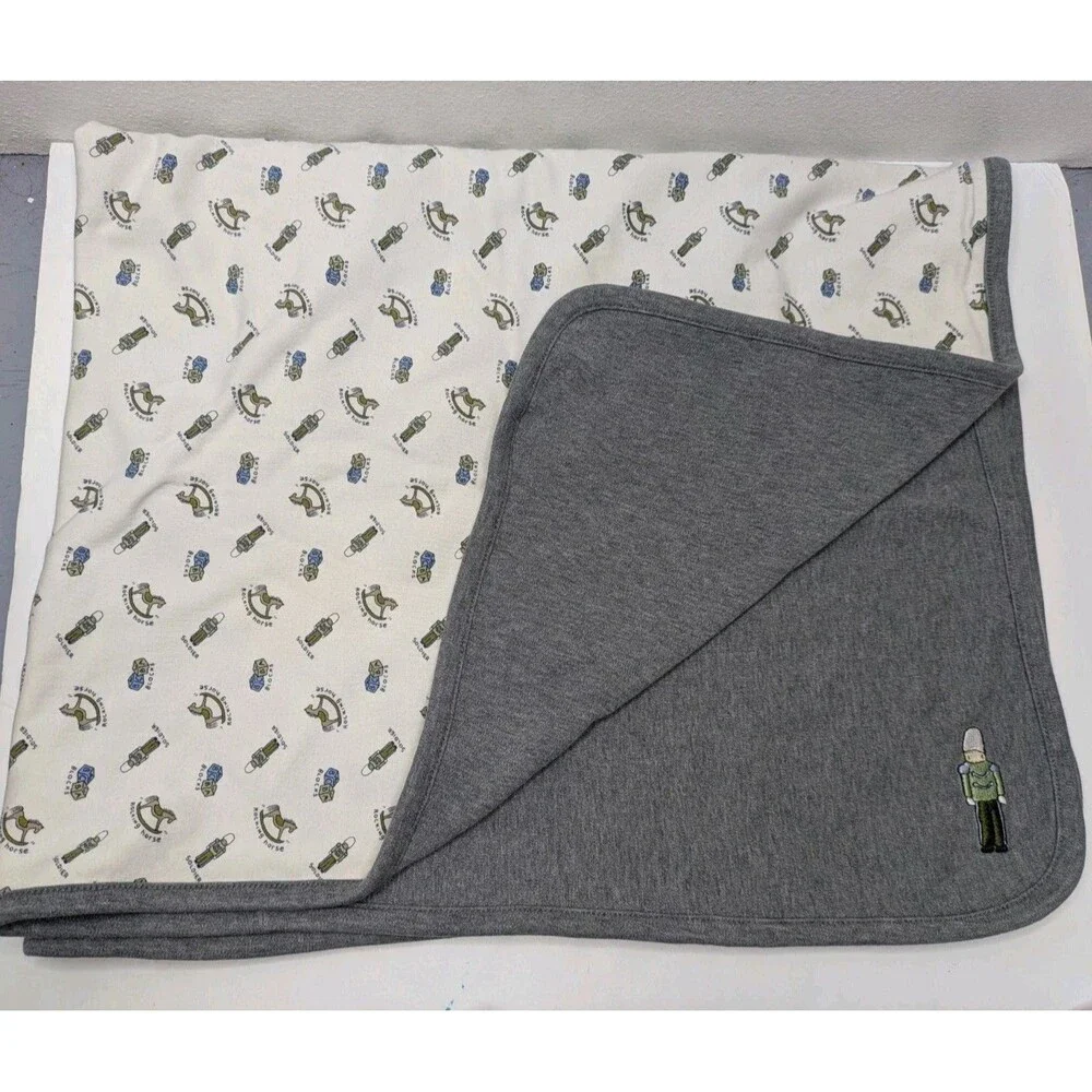 Gymboree Gray Holiday 2000 Tin Soldier Toys Horses & Blocks Blanket Vintage Y2K